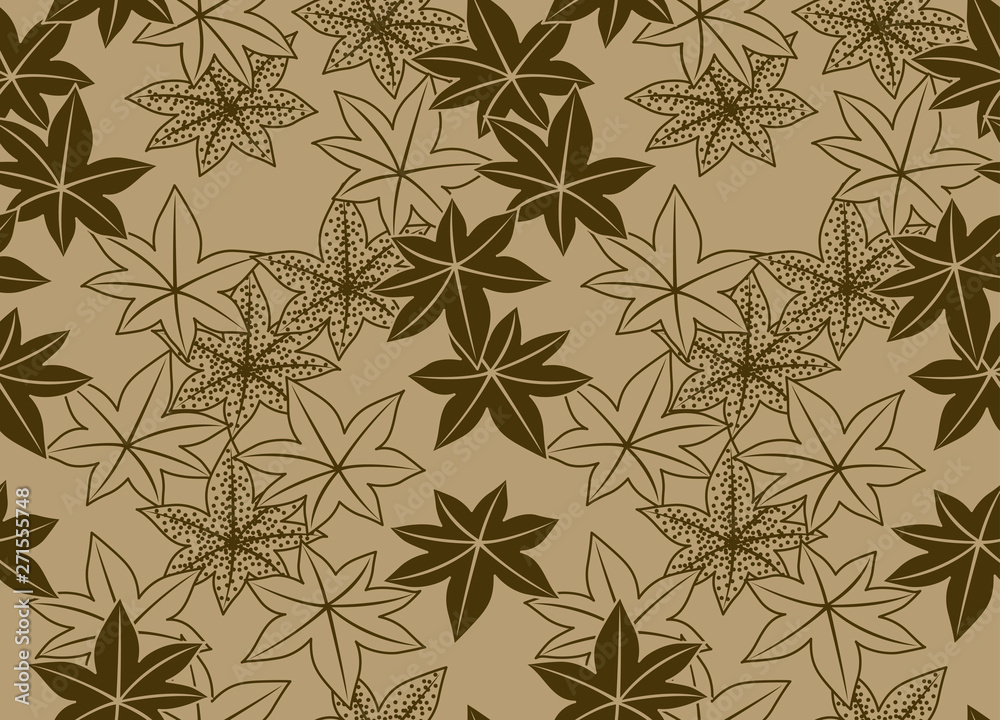 Japanese Six Leaf Seamless Pattern