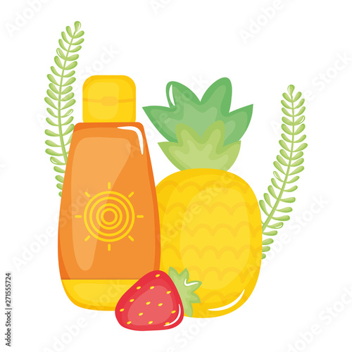 solar blocker bottle with pineapple and strawberry