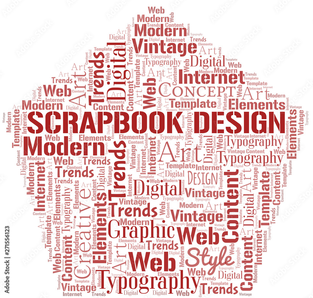 Scrapbook Design word cloud. Wordcloud made with text only.