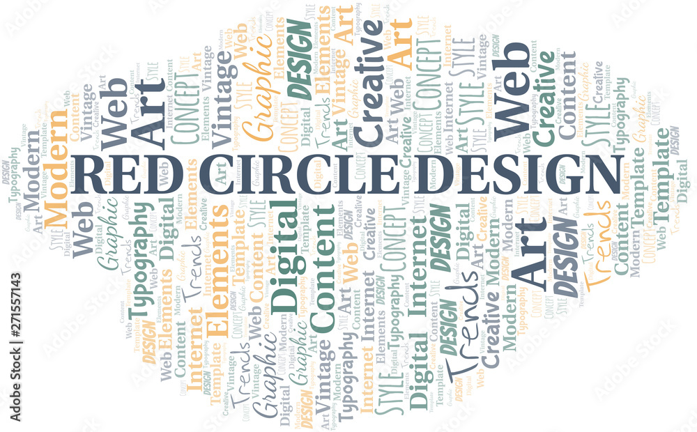 Fototapeta premium Red Circle Design word cloud. Wordcloud made with text only.