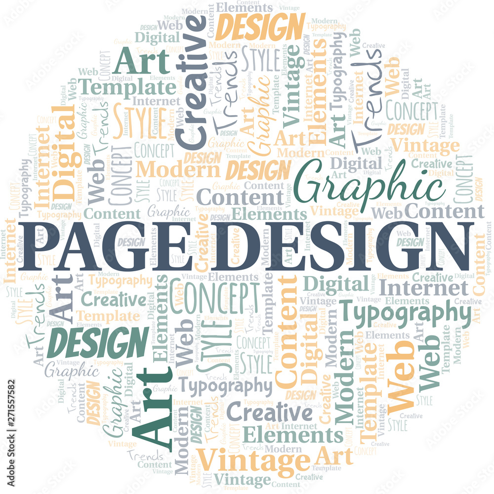 Page Design word cloud. Wordcloud made with text only.