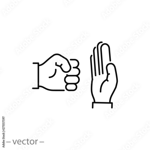 stop domestic violence icon, stop fist hand, line symbol on white background - editable stroke vector illustration eps10