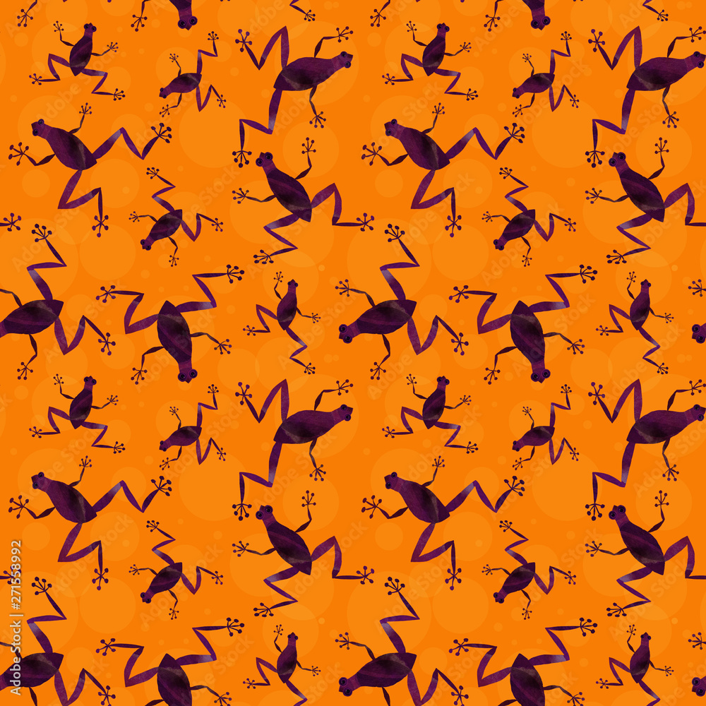 Seamless pattern with frogs. Abstract background