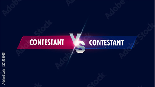 Versus screen. Vs battle headline, conflict duel between Red and Blue teams. Confrontation fight competition. Boxing martial arts mma football basketball soccer fighter match vector background