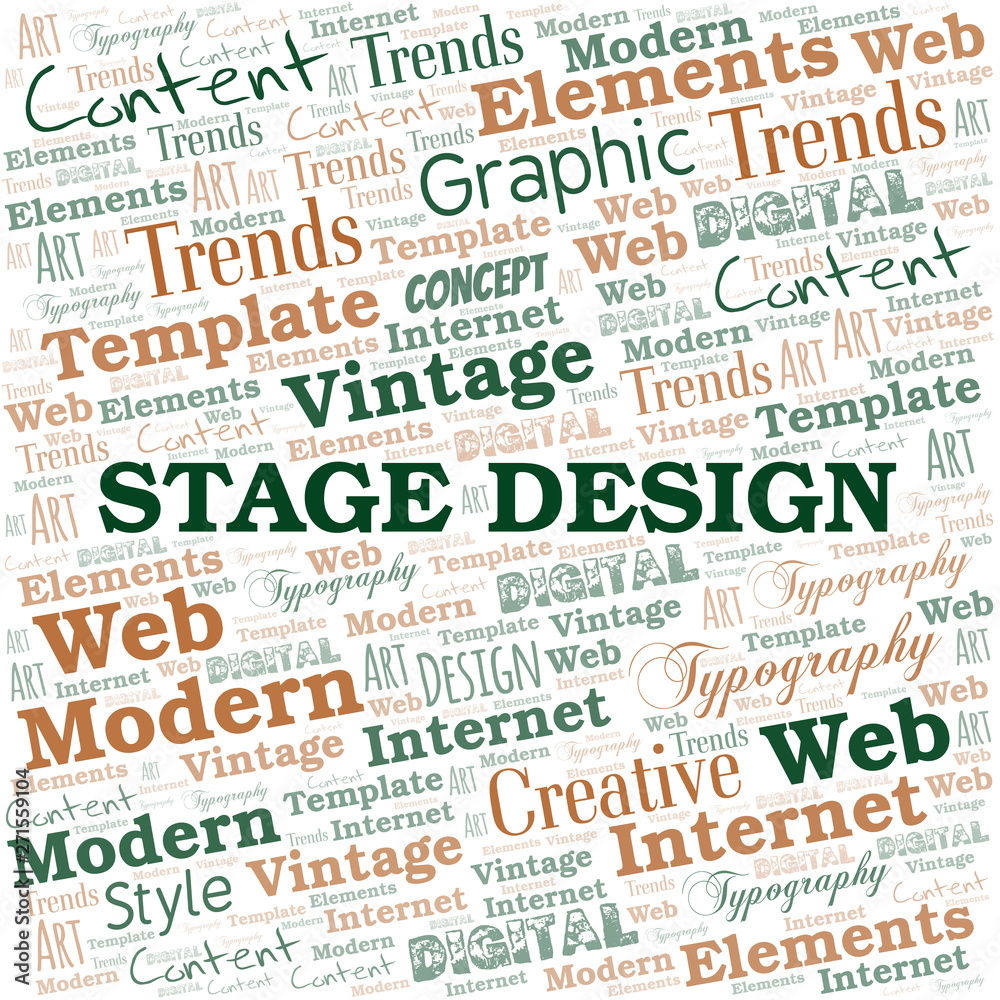 Stage Design word cloud. Wordcloud made with text only.