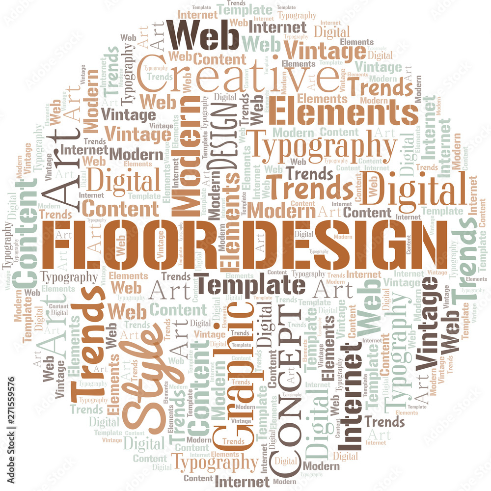 Floor Design word cloud. Wordcloud made with text only.