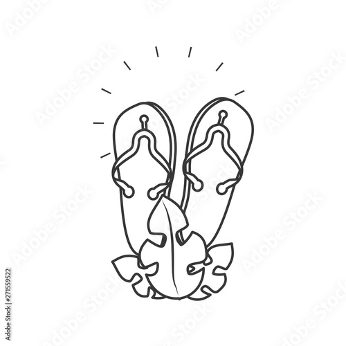 summer flip flops with leafs