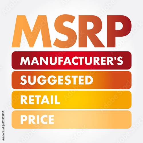 MSRP - Manufacturer's Suggested Retail Price acronym, business concept background