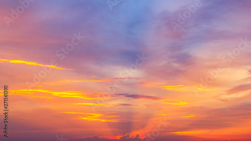 Panorama twilight sky and cloud at sunset background