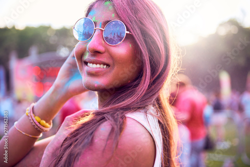 Colorful African woman during summer party