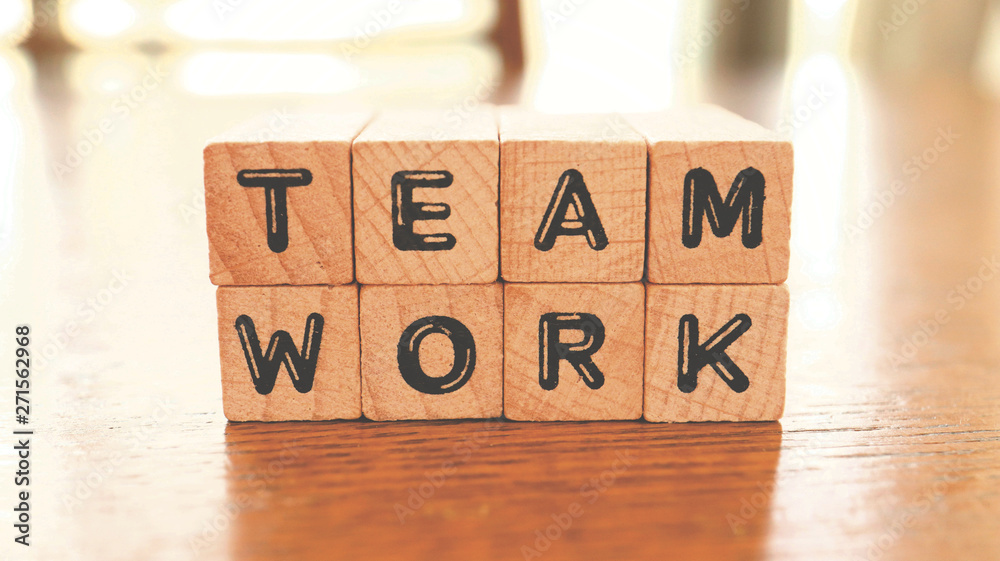 Wooden Text Block of Team work Wooden Text Block of Team work