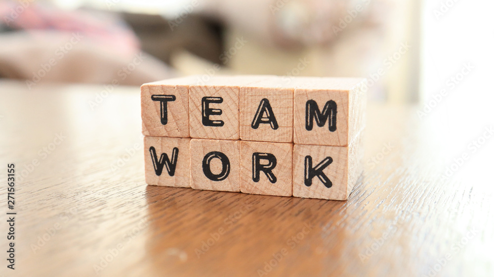 Wooden Text Block of Team work Wooden Text Block of Team work