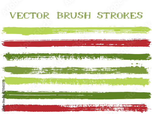 Funky ink brush strokes isolated design elements. Set of paint lines. Retro Ink brushe stripes isolated on white, vector color scheme samples.