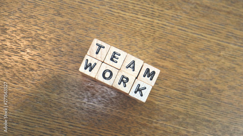 Wooden Text Block of Teamwork