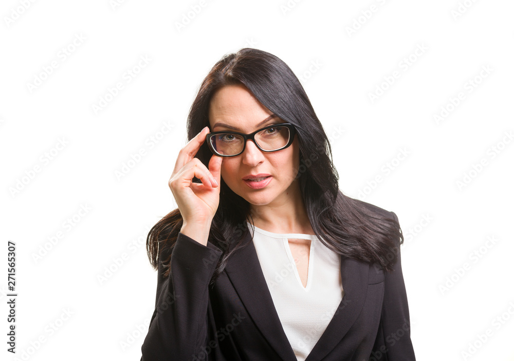 Portrait of smiling business woman in eyeglasses