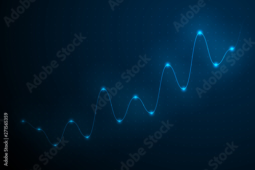 Graph up on blue abstract background vector.