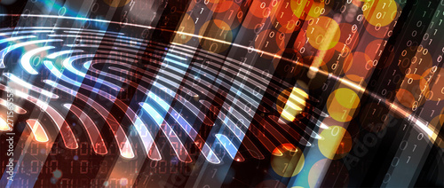 Abstract fingerprint technology business background. Circuit security style