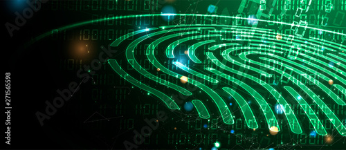 Abstract fingerprint technology business background. Circuit security style