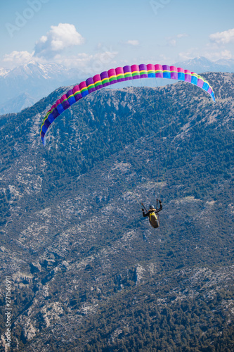 Paragliding on the mountains. Extreme sport. Landscape