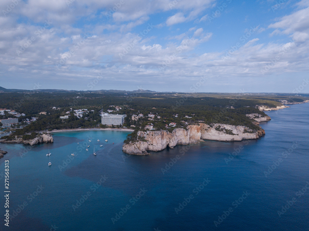 Aerial view of butiful landscape in Menorca Spain