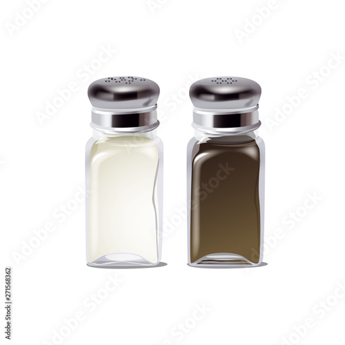 salt and pepper isolated on white background. Spices