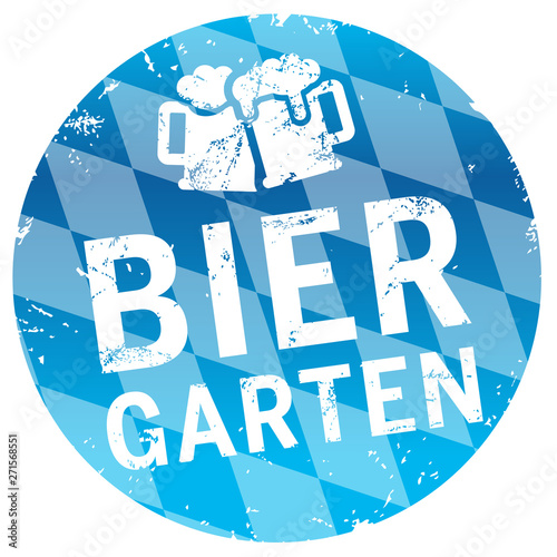 blauer Button Bayern Biergarten mit Bierkrügen zerkratzt