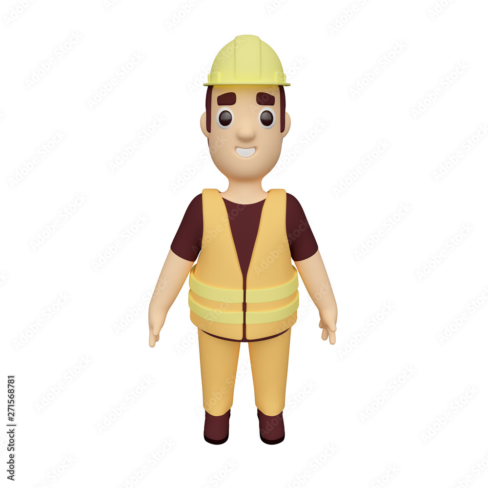 Construction worker in a protective helmet. 3d rendering Construction worker in a protective helmet. 3d rendering