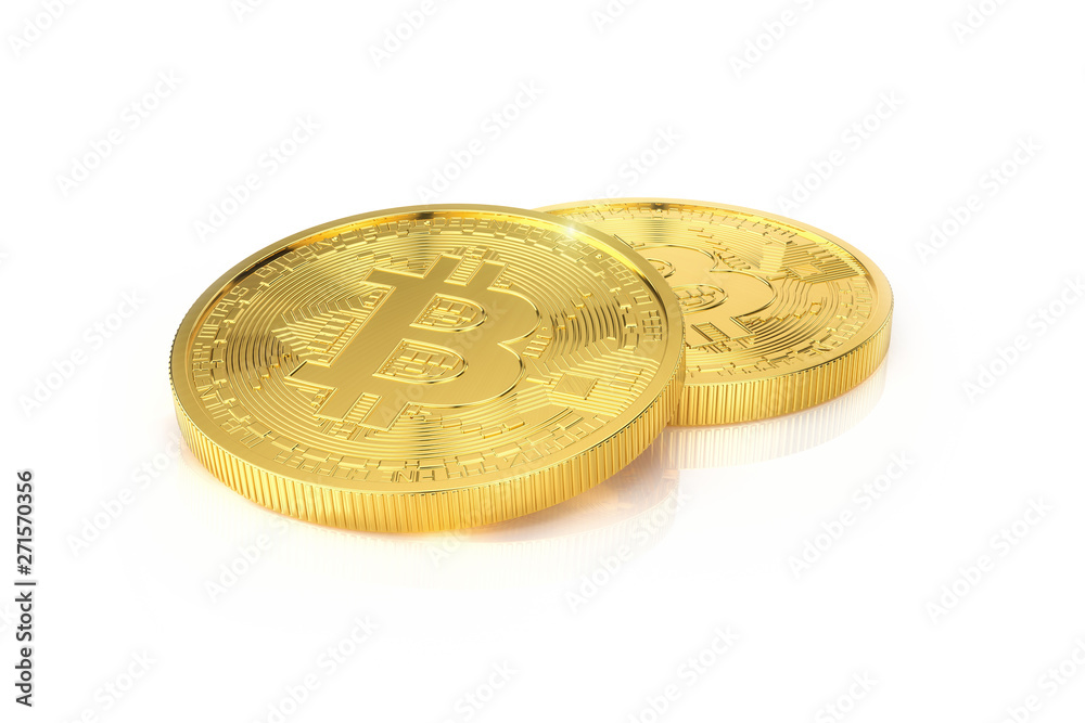3d Illustation - zwei goldene Bitcoins auf weißen Hintergrund - digitale Kryptowährung 3d Illustation - zwei goldene Bitcoins auf weißen Hintergrund - digitale Kryptowährung