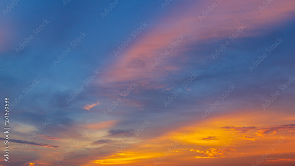 Panorama twilight sky and cloud at sunset background