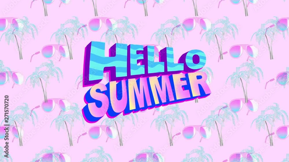 Minimal motion design. Text Hello Summer Minimal motion design. Text Hello Summer