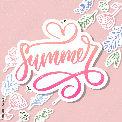 Vector word sale .Letters made of flowers and leaves Summer sale Holiday Flyer Banner Poster Summer sales