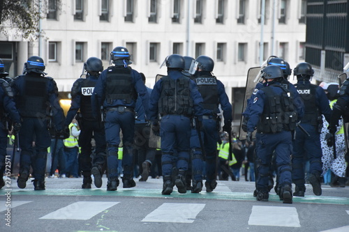 Police force photographed during a demonstration