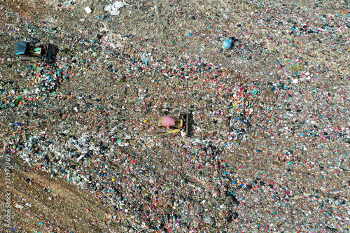 Plastic pollution crisis. Huge landfill garbage dump in Malaysia 