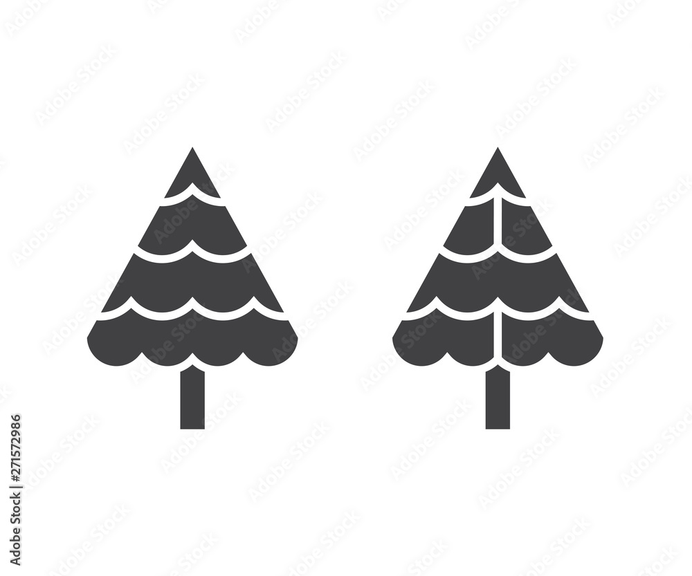 Fototapeta premium Christmas tree icons isolated on white background