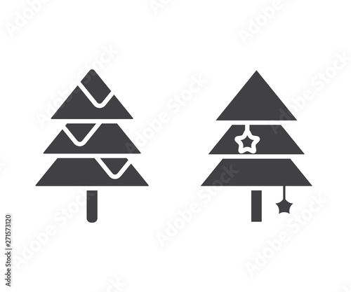 Christmas tree icons isolated on white background