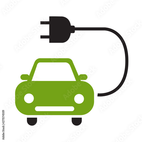 Electric car icon flat style isolated on white