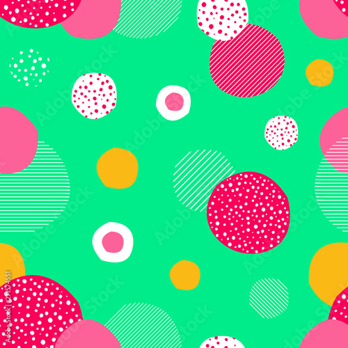 Vector abstract seamless geometric pattern with dots. Scandinavian style