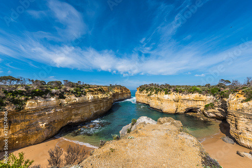 View of the Loch Ard Gorge in Port Campbell, Victoria, Australia.