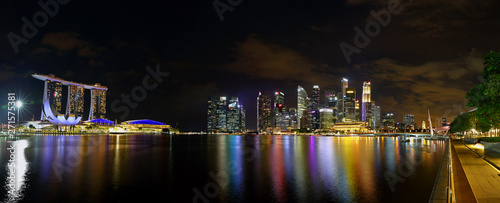 Singapore financial district skyline at Singapore Marina bay at night 