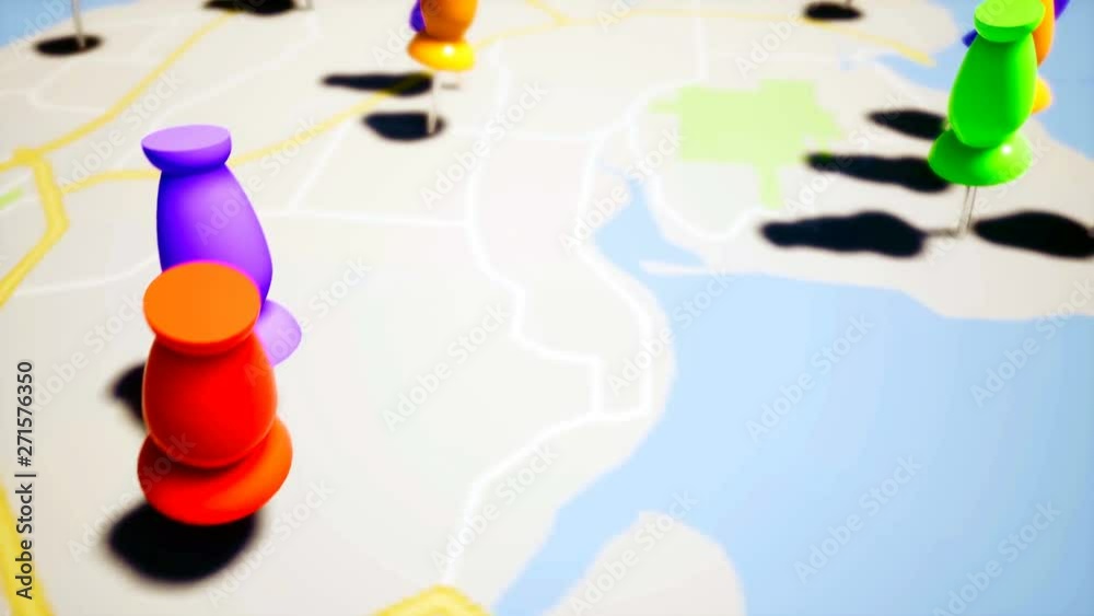 Travel destination points, close up Travel destination points, close up