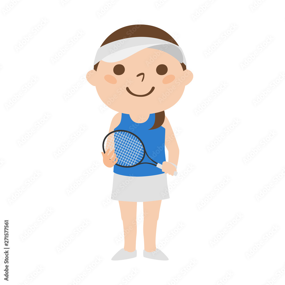 女の子のイラスト テニスラケットを持った テニスのユニフォームを着た若い女の子 Stock Vector Adobe Stock