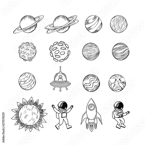 Set of planets draws design