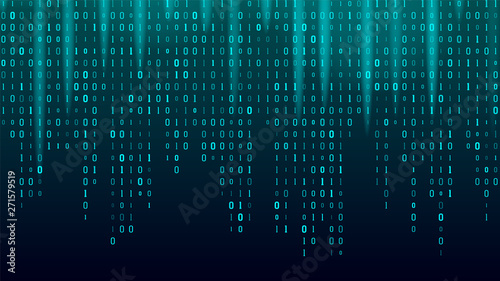 Creative Stream Of Binary Code Algorithm Vector. Abstract Concept Graphic Data, Technology, Decryption, Algorithm, Encryption Element. Computer Matrix Background Art Design Flat Illustration