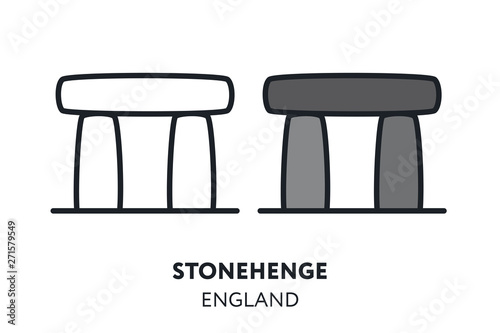 Stonehenge England Landmark Sight. Vector Flat Line Icon Illustration.