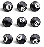 Eight Ball. Set of realistic 8 ball.