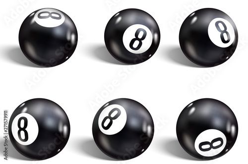 Eight Ball. Set of realistic 8 ball.