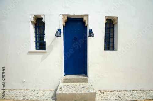 blue door in wall