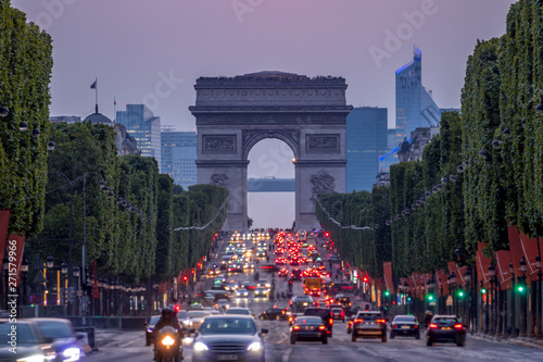 Champs Elysees and the Arc de Triomphe at Dusk © goodman_ekim