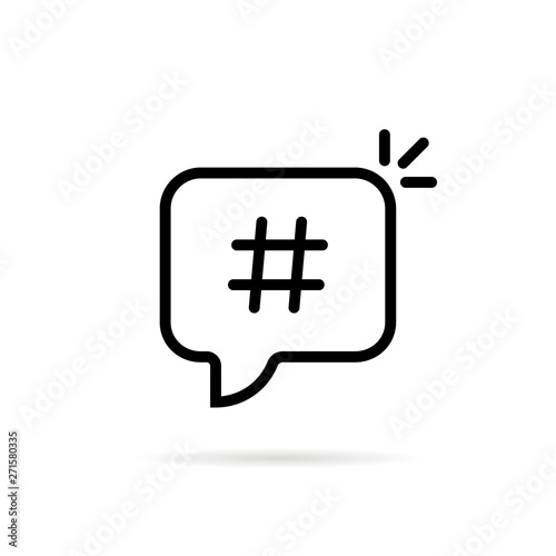 linear black hashtag logo in bubble