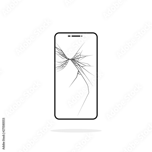 thin line broken phone icon